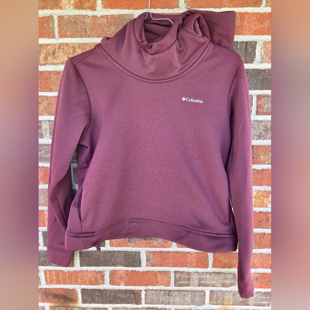 Columbia Omni-Shield Burgandy Long Sleeve Hoodie Side Pockets Bungee Closures M